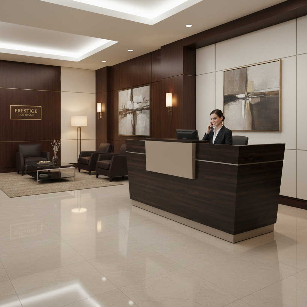 Reception Table 1.4m Walnut & Khaki | Premium Office Furniture UAE