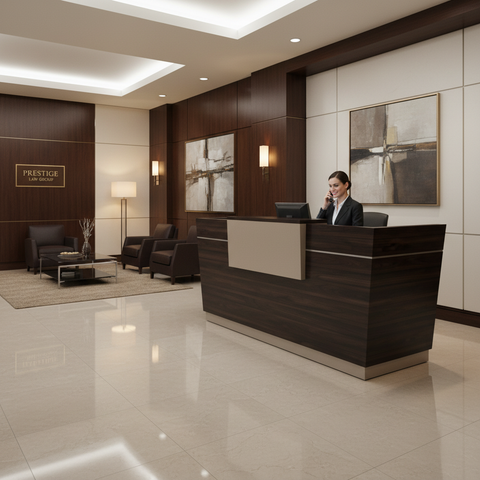 Reception Table 1.4m Walnut & Khaki | Premium Office Furniture UAE