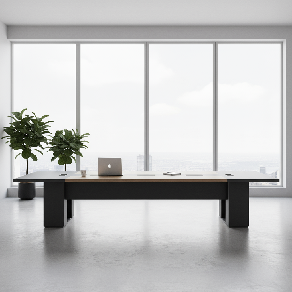 INFINI HOMES Meeting Table UAE - Model KN-WN-201-36 Walnut Grey 360x140cm Executive Boardroom Dubai Abu Dhabi Sharjah