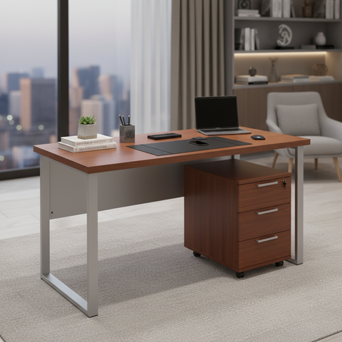 Office Desk 1.2m Cherry White | Premium Workstation UAE | INFINI HOMES