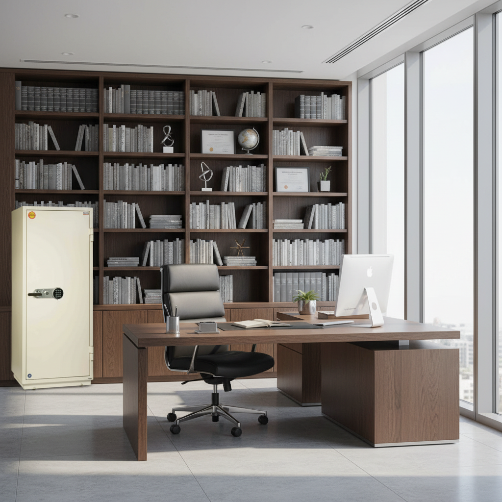 Valberg FRS-165 EL Fire-Resistant Safe – White, Digital + Key Lock System