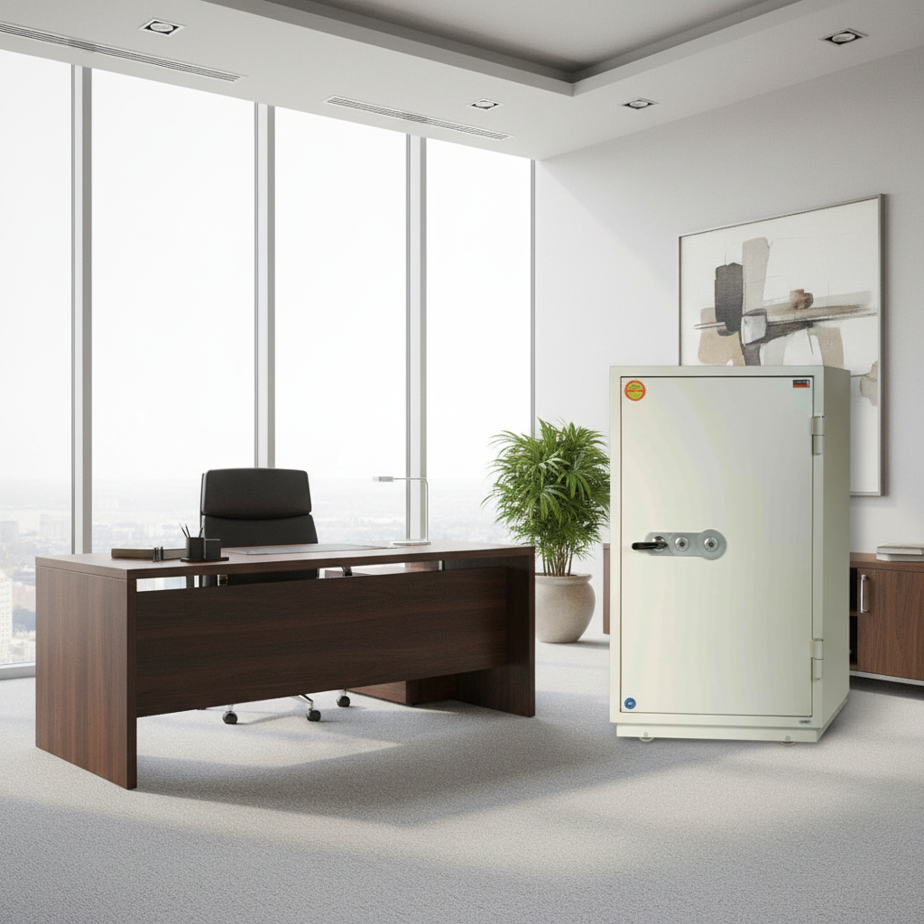 Valberg FRS-120 KL Fire-Resistant Safe – White, Dual Key Lock System