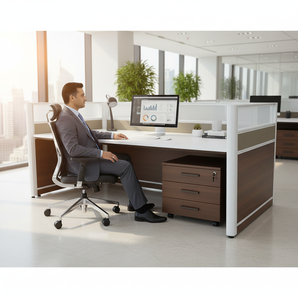 1-Person Work Station Beech White 120cm | Office Desk UAE | Free Delivery Dubai Abu Dhabi Sharjah