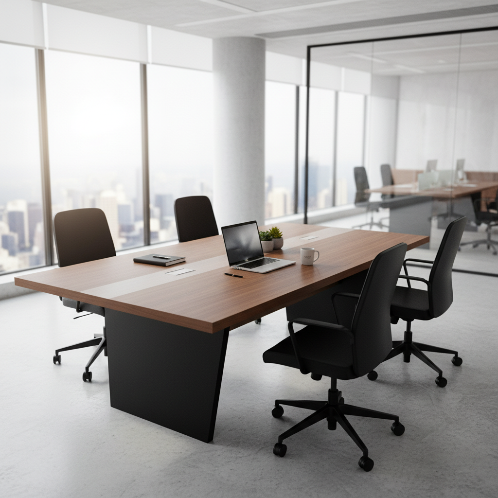 Meeting Table 2.4M Coffee & Khaki | Premium Office Furniture UAE