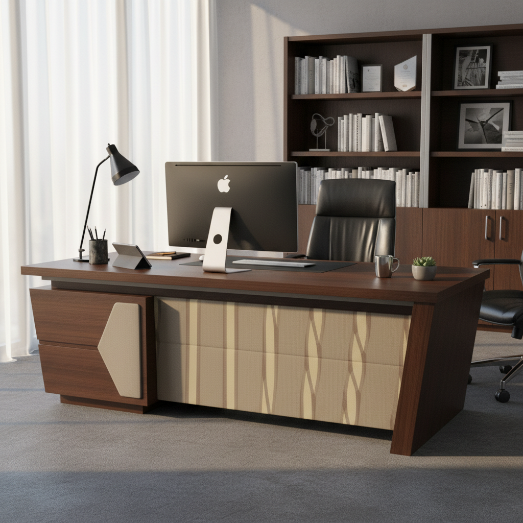 Office Desk 1.2m Oak & Khaki | Premium Workstation 120x60x75cm | UAE Delivery