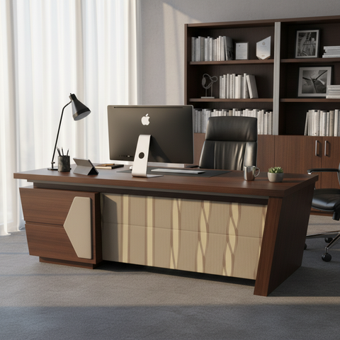 Office Desk 1.2m Oak & Khaki | Premium Workstation 120x60x75cm | UAE Delivery