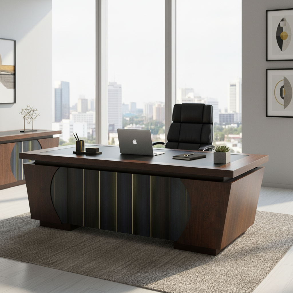 Office Desk 1.4m Golden Oak Grey 140x70x75cm - UAE Wide Delivery