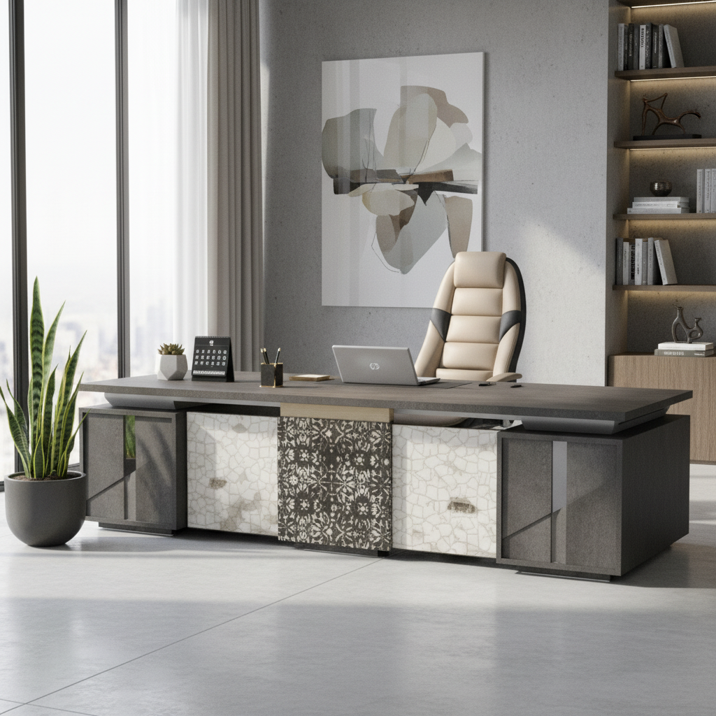 L-Shape Office Desk 1.8m Grey | Premium Ergonomic Workstation UAE