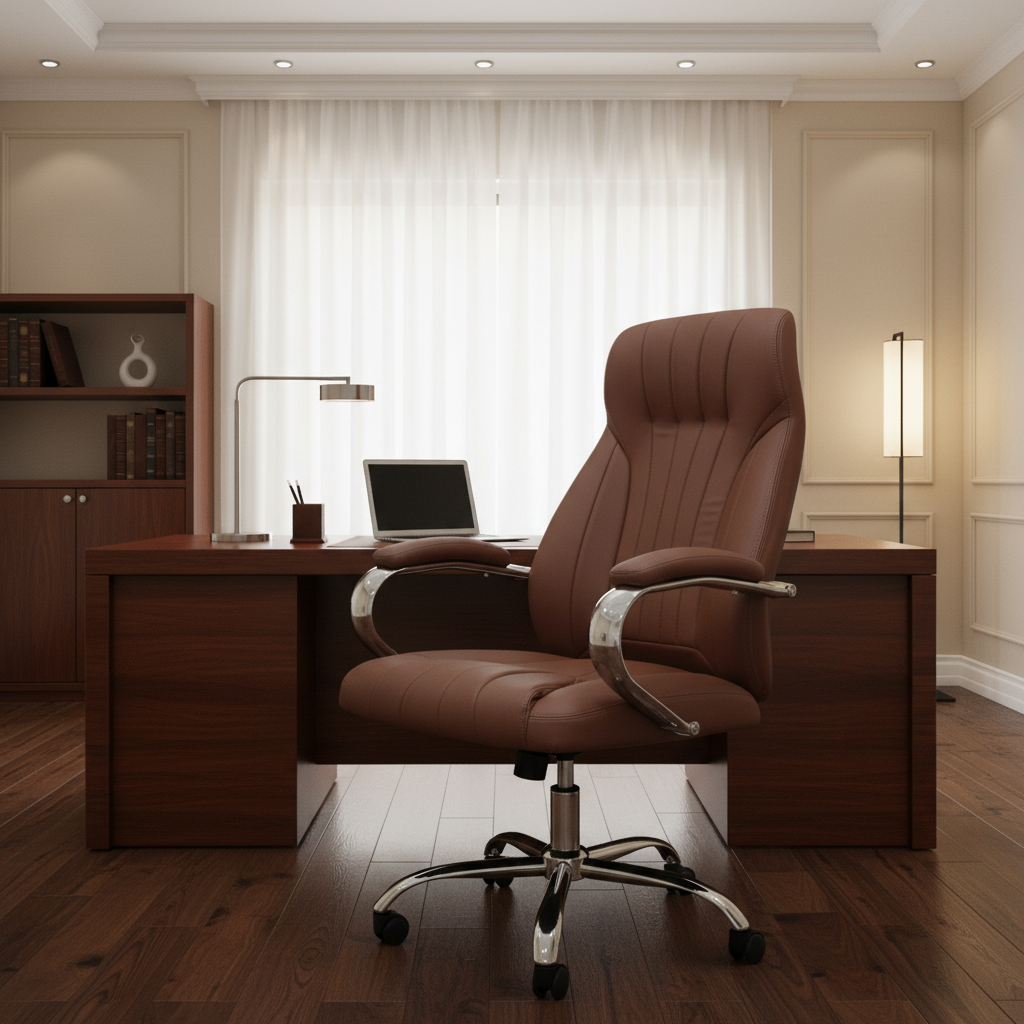 Executive Office Chair Brown - High Back PU Leather Ergonomic Chair UAE | IH 923