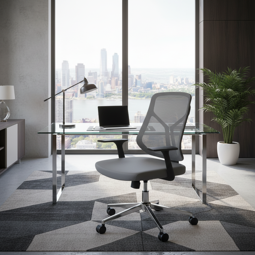 Medium Back Mesh Office Chair UAE | Ergonomic Chrome Base | Dubai Office Furniture | IH A336 GRY