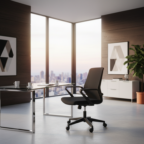 Medium Back Mesh Office Chair UAE | Ergonomic Desk Chair with Nylon Base & Casters | IH 306 GRY