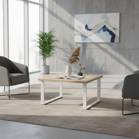 Coffee Table 60x60cm Oak & White - Modern Living Room Furniture UAE | Fast Delivery Dubai