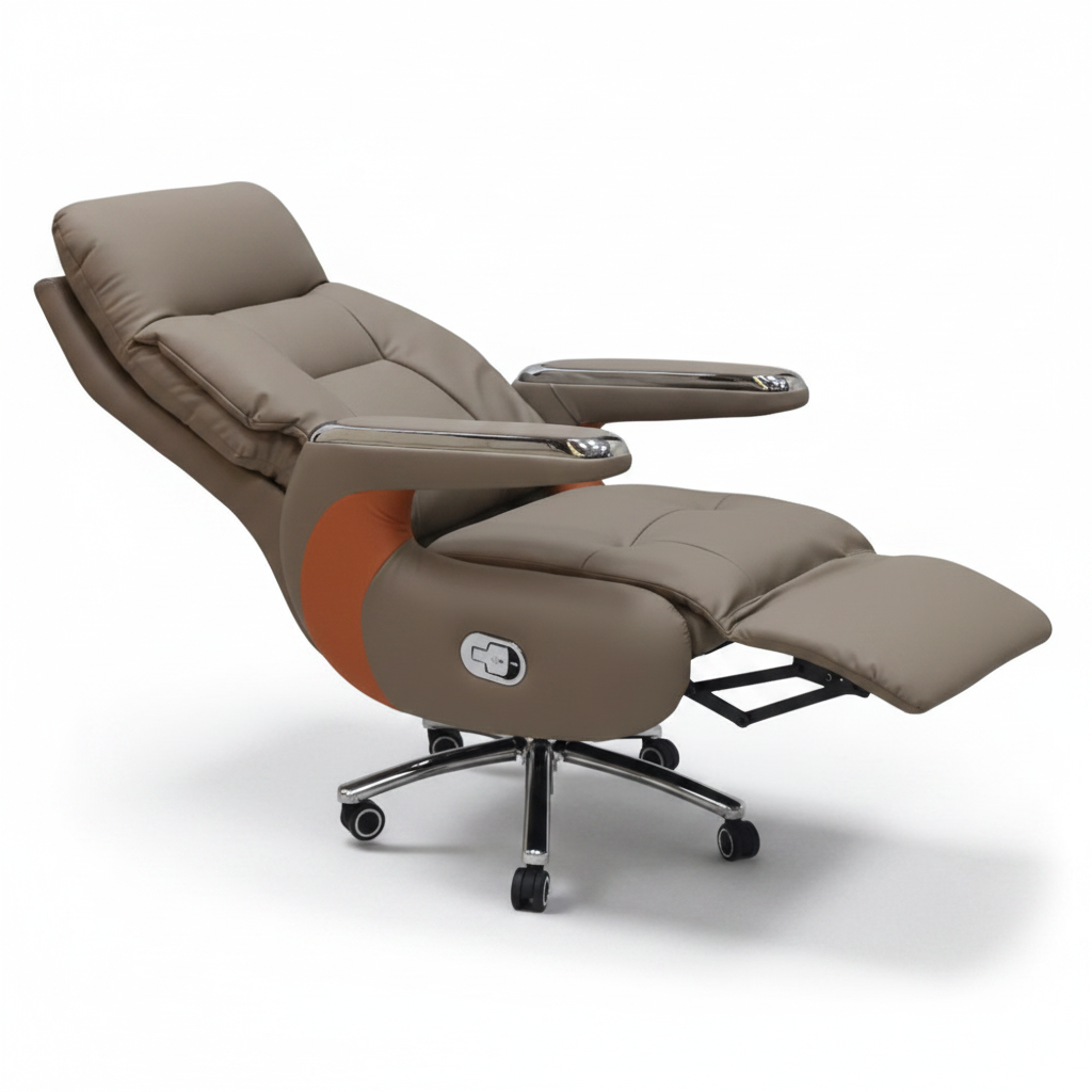 Executive Recliner Chair IH-BOSS-55 Cream Full View – Premium Office Chair UAE | INFINI HOMES