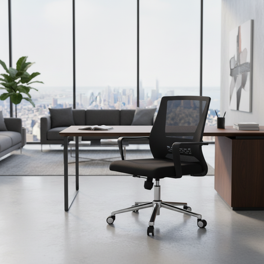 Low Back Mesh Office Chair UAE | Ergonomic Chrome Base | Dubai Abu Dhabi | IH 9001