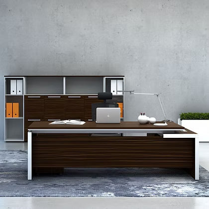مكتب تنفيذي على شكل L فاخر دبي الإمارات | Premium L-Shaped Executive Desk Dubai UAE Aluminium Profile Office Furniture