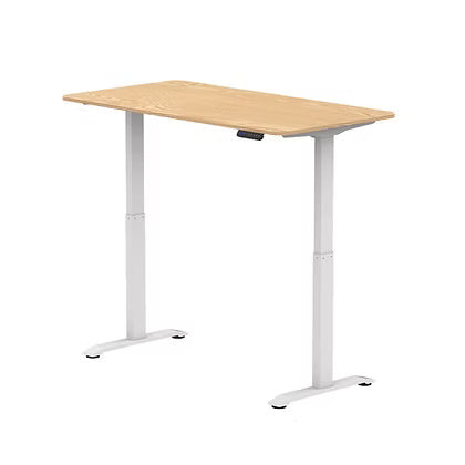 Height Adjustable Sit Stand Desk UAE | White Frame Maple Top 1400x700mm | Dubai Abu Dhabi Sharjah