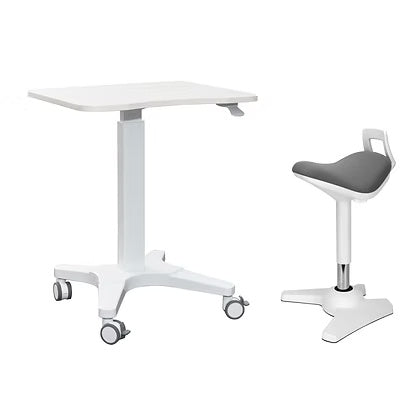 Mobile Height Adjustable Desk with Lockable Casters + Wobble Chair - UAE Wide Delivery | INFINI HOMES