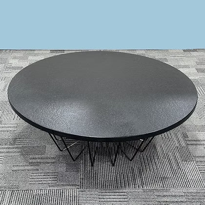 Round Decorative Table Dubai UAE - Premium Basalt Top & Black Steel Frame | INFINI HOMES