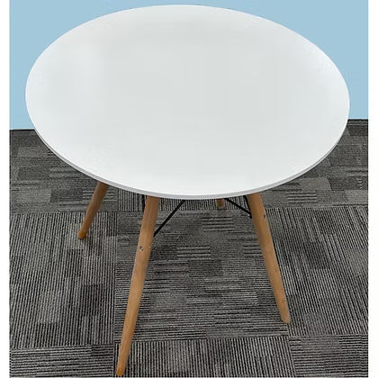Round Side Table Dubai - Premium White Top Wood Support | UAE Furniture