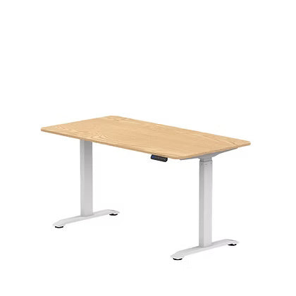 Height Adjustable Sit Stand Desk UAE | White Frame Maple Top 1400x700mm | Dubai Abu Dhabi Sharjah