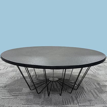 Round Decorative Table Dubai UAE - Premium Basalt Top & Black Steel Frame | INFINI HOMES