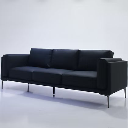 AIKA Three Seater Leatherette Sofa - Black