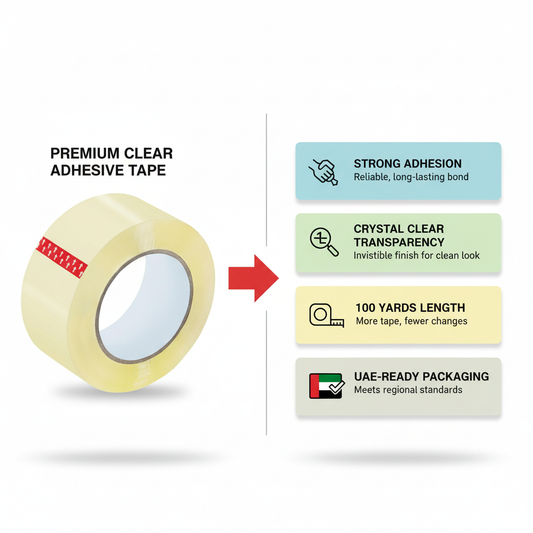 Clear Adhesive Tape 100 Yards - 10 Cartons Special Offer | INFINI HOMES UAE