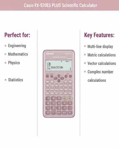 Casio FX-570ES PLUS Scientific Calculator Pink - 417 Functions | UAE Stock