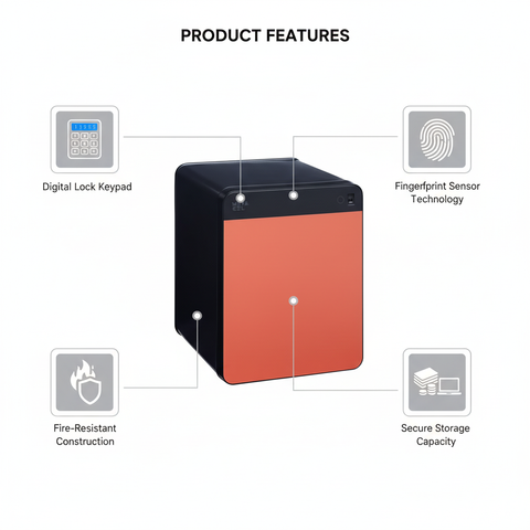 METACEL Fire Resistant Safe MC-040C1 RED - Digital Lock Fingerprint Sensor UAE | Dubai Abu Dhabi Sharjah