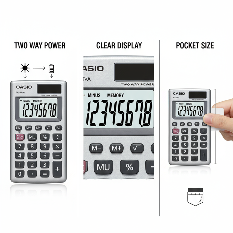 Casio HS-8VA Solar Calculator - Pocket Size 8-Digit Display | UAE