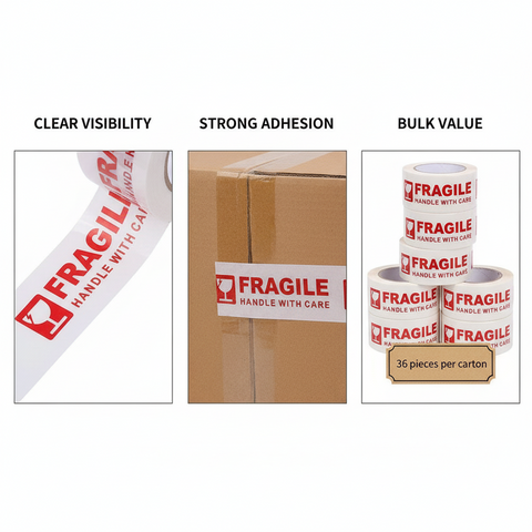 Fragile Tape 50 Yards - Premium Warning Tape by INFINI HOMES