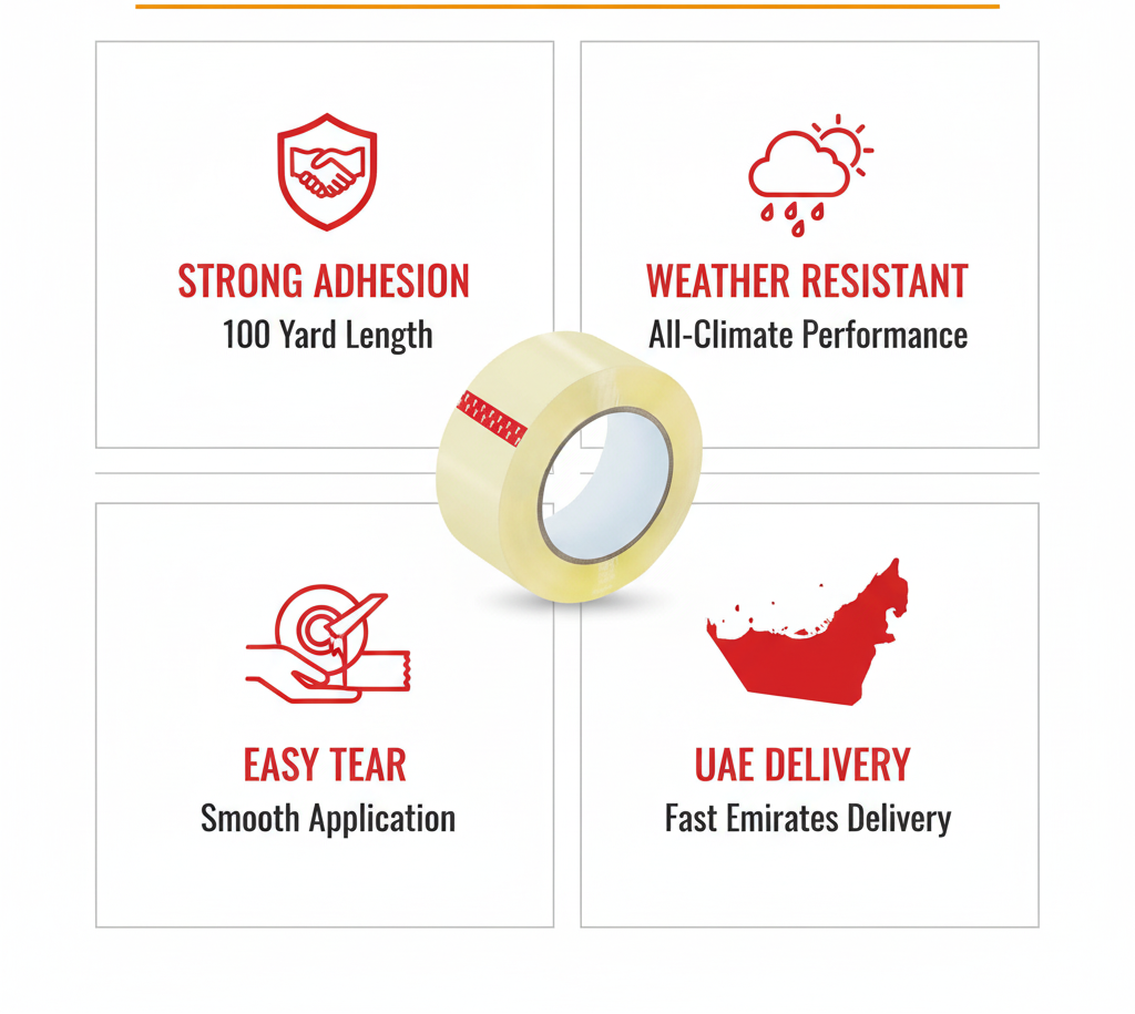 Adhesive Tape 100 Yard - Clear Packing Tape | Infini Homes UAE