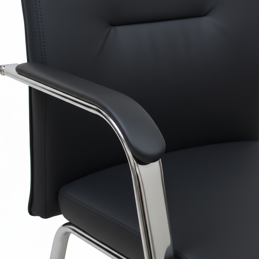 PU Visitor Chair with Chrome Arms - Premium Office Seating UAE | IH 827