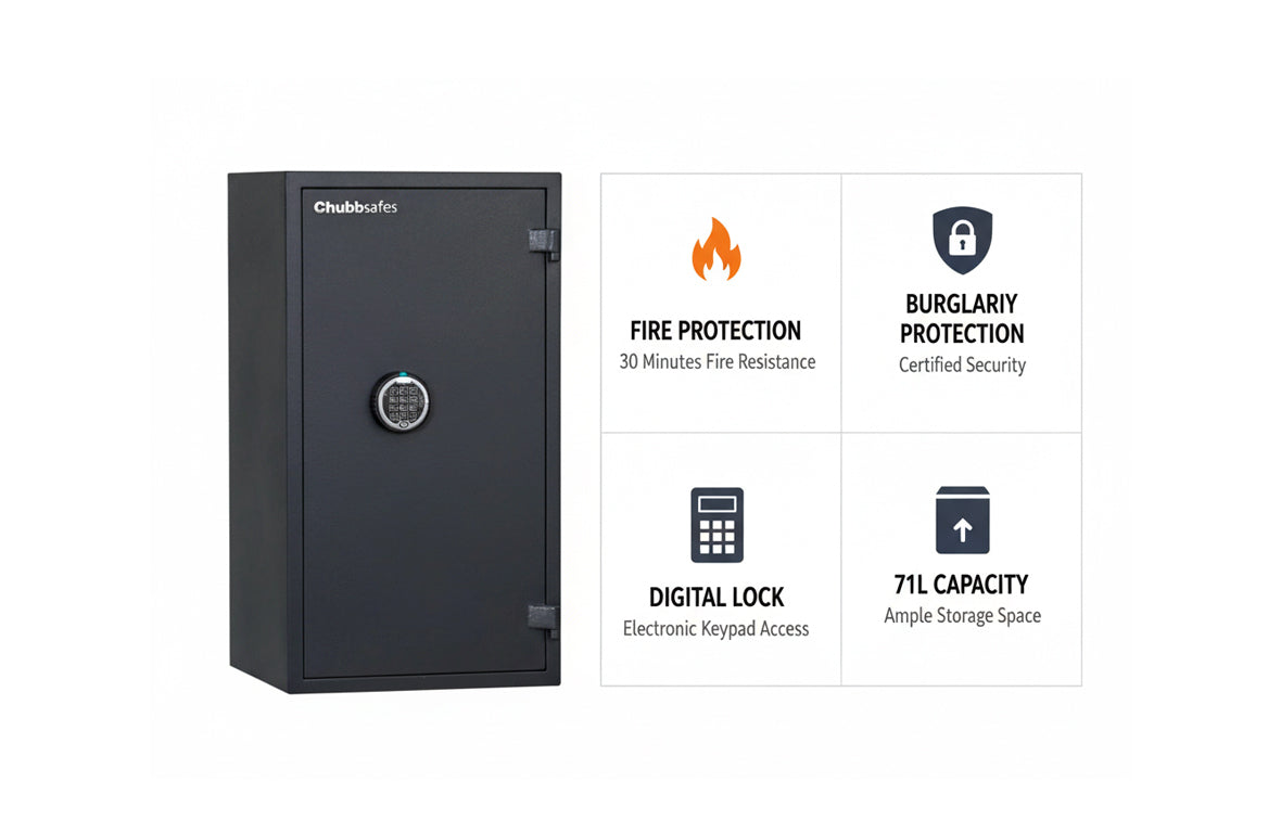 Chubbsafes HOME 70 Digital Safe – 71L Capacity, Fire & Burglary Protection, Anthracite