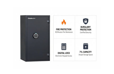 Chubbsafes HOME 70 Digital Safe – 71L Capacity, Fire & Burglary Protection, Anthracite