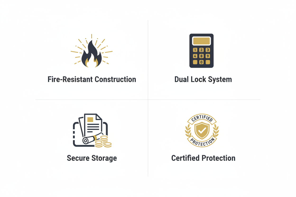 Valberg FRS-133 EL Fire-Resistant Safe – White, Digital + Key Lock System