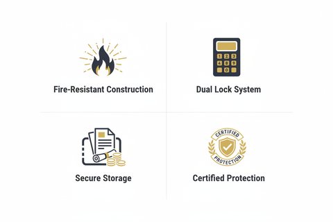 Valberg FRS-133 EL Fire-Resistant Safe – White, Digital + Key Lock System