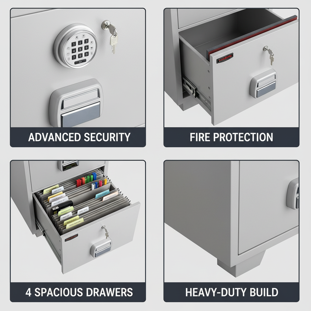 Eagle Safes FR Filing Cabinet SF680-4EKX - 4 Drawer Fire Resistant Safe UAE | Dubai Abu Dhabi Sharjah