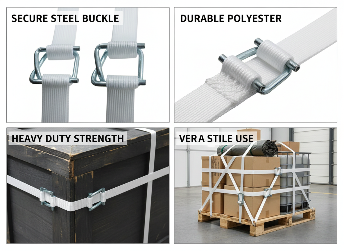 Strap Dispenser High Tenacity Heavy Duty Durable Polyester Cord Strap | Composite Cord Strap Cargo Packing | Galvanized Steel Buckle