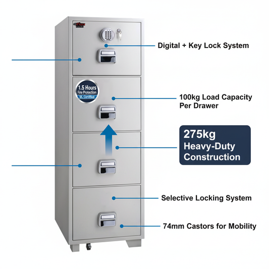 Eagle SF-680-4EKX Fire-Resistant Filing Cabinet UAE | 4 Drawer Digital Lock Safe