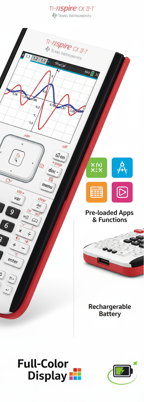 Texas Instruments TI-Nspire CX II-T Graphing Calculator - Scientific Calculator for Students UAE