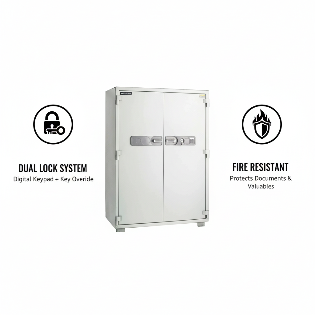 Eagle ES-700 Fire-Resistant Safe Cabinet – Grey, Digital + Key Lock System