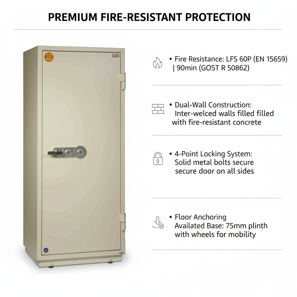 Valberg FRS-165 KL Fire-Resistant Safe – White, Dual Key Lock System