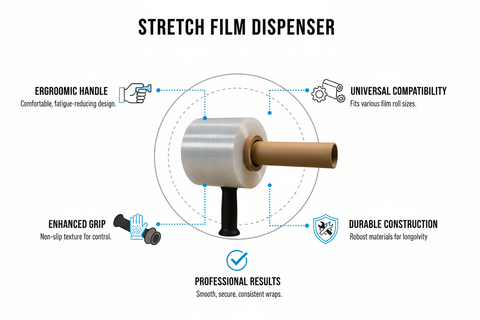 Stretch Film Dispenser UAE | Ergonomic Handle for Packing & Wrapping | Dubai Packaging Supplies