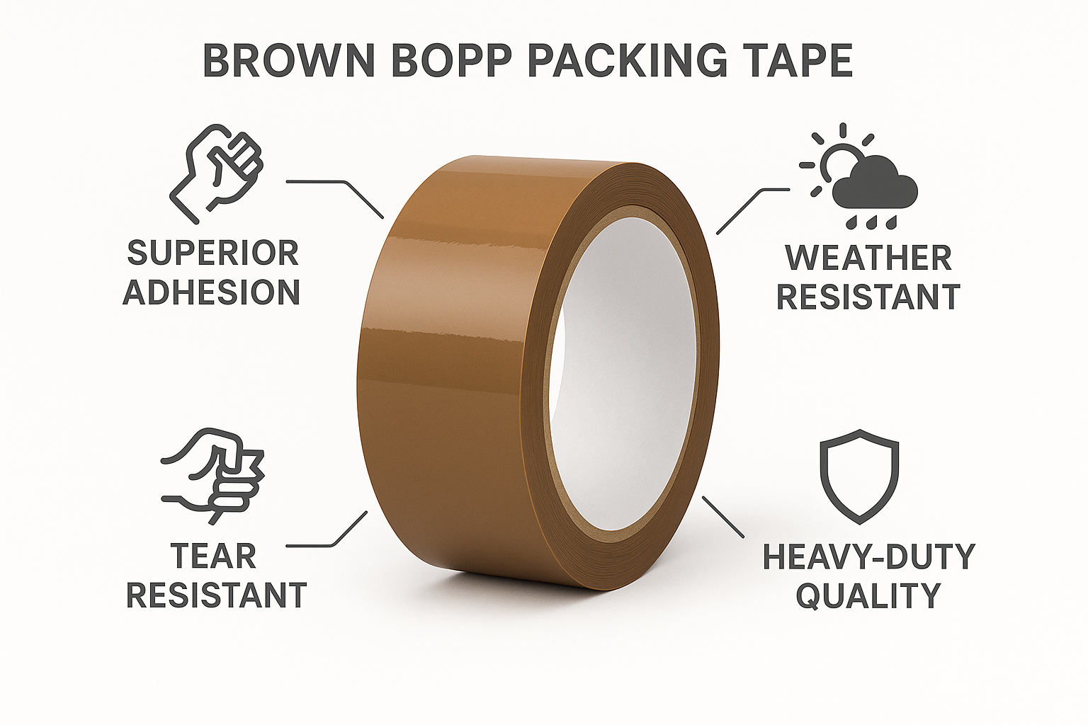 BOPP Packing Tape Brown 48mm x 66m - Heavy Duty Adhesive Tape UAE | Shipping Carton Sealing Tape Dubai