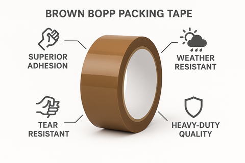 BOPP Packing Tape Brown 48mm x 66m - Heavy Duty Adhesive Tape UAE | Shipping Carton Sealing Tape Dubai
