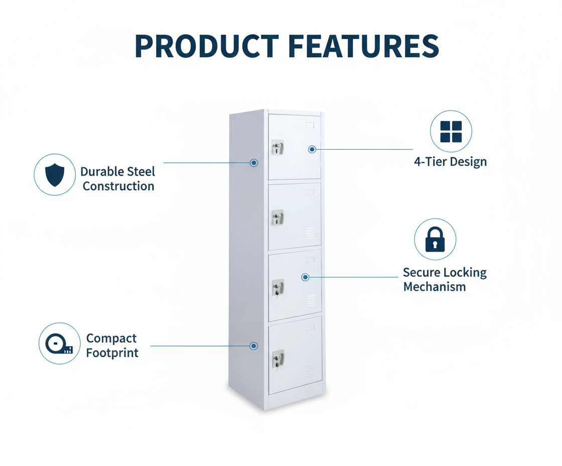 INFINI HOMES 4-Tier Steel Storage Locker Cabinet - UAE Wide Delivery