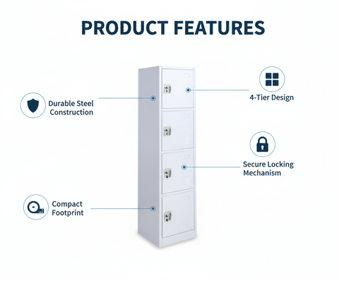 INFINI HOMES 4-Tier Steel Storage Locker Cabinet - UAE Wide Delivery