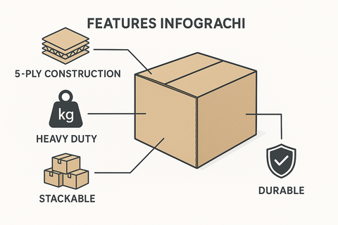 Cardboard Box 35x35x35cm UAE | Heavy Duty 5-Ply Shipping Carton Dubai Abu Dhabi