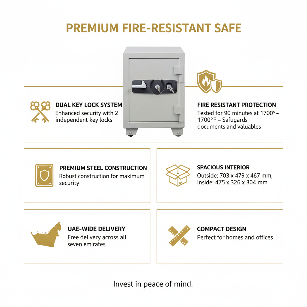 Eagle Safes Fire Resistant Safe SS-045K+K Dubai Abu Dhabi UAE - 2 Key Locks Security Safe